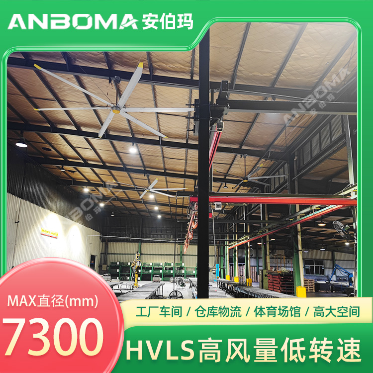 江苏无锡惠山车间7.3米安伯玛天鹤系列工业大风扇安装实景